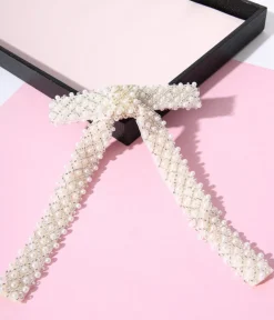 Unique Vintage Bachelorette|Hair Clips>Pearl Bow Barrette