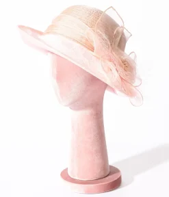 Unique Vintage All Things Pink|Sun Hats>Pink Floral Organza Cloche Hat