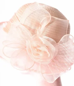 Unique Vintage All Things Pink|Sun Hats>Pink Floral Organza Cloche Hat