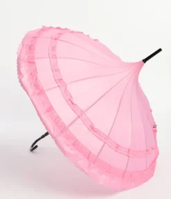 Unique Vintage All Things Pink|Umbrellas>Pink Frilled Pagoda Umbrella