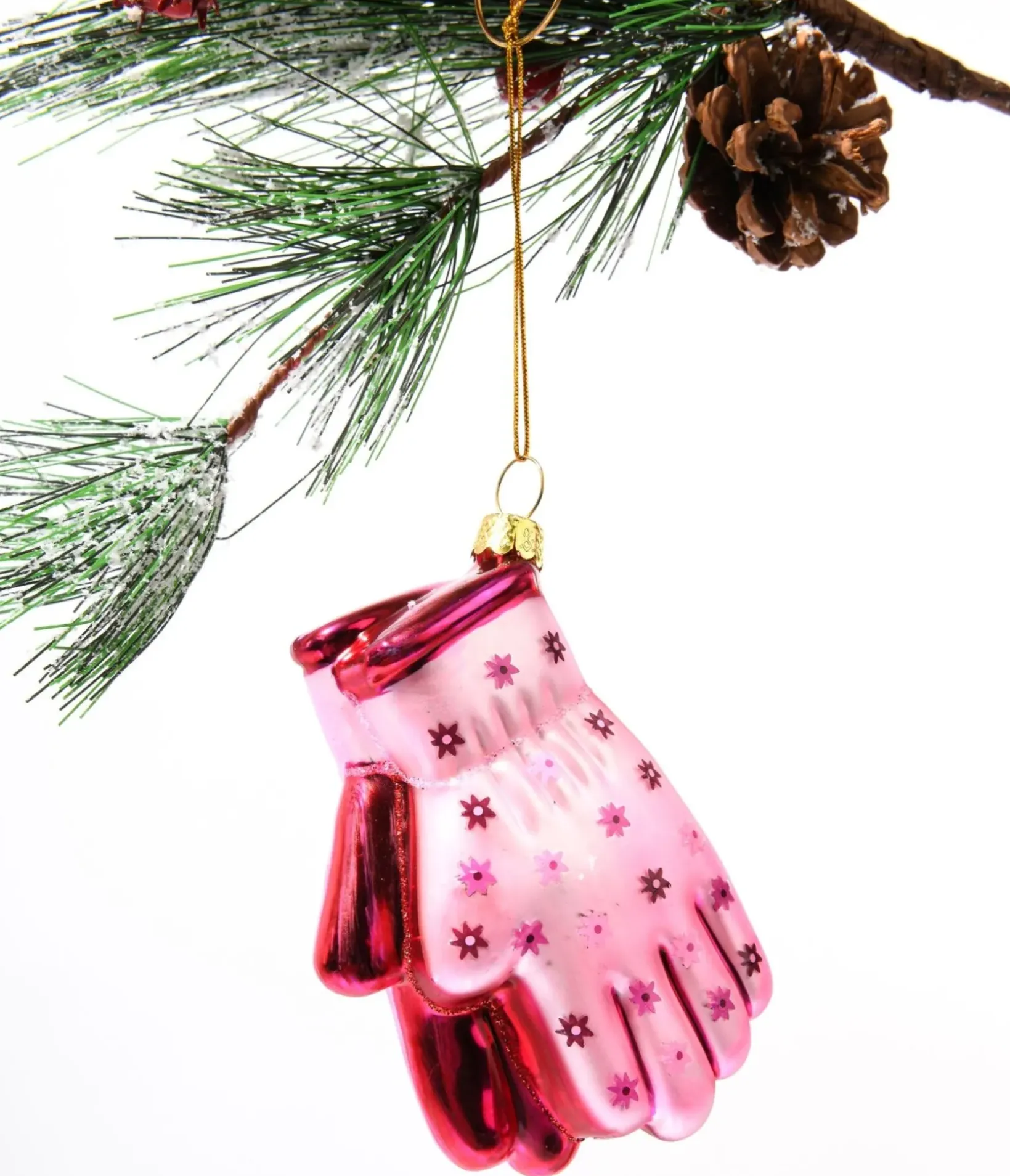 Unique Vintage All Things Pink|Gifts For The Home>Pink Gardening Gloves Glass Ornament