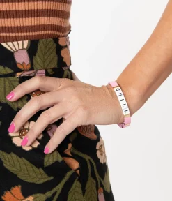 Unique Vintage All Things Pink>Pink & Gold Chill Word Bracelet