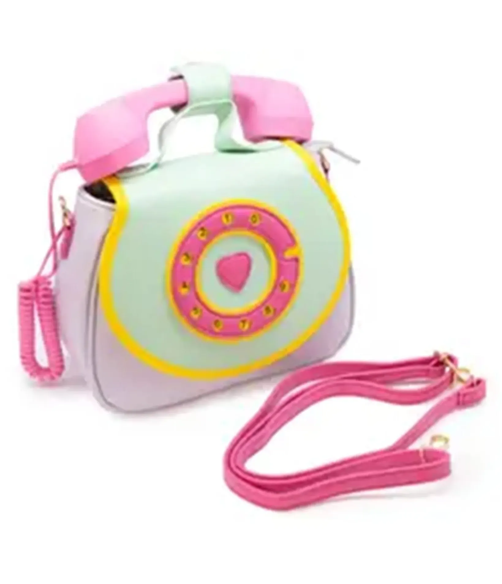 Unique Vintage All Things Pink|Novelty Bags>Pink & Green Ring Ring Phone Convertible Handbag
