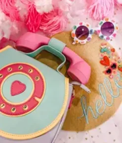 Unique Vintage All Things Pink|Novelty Bags>Pink & Green Ring Ring Phone Convertible Handbag