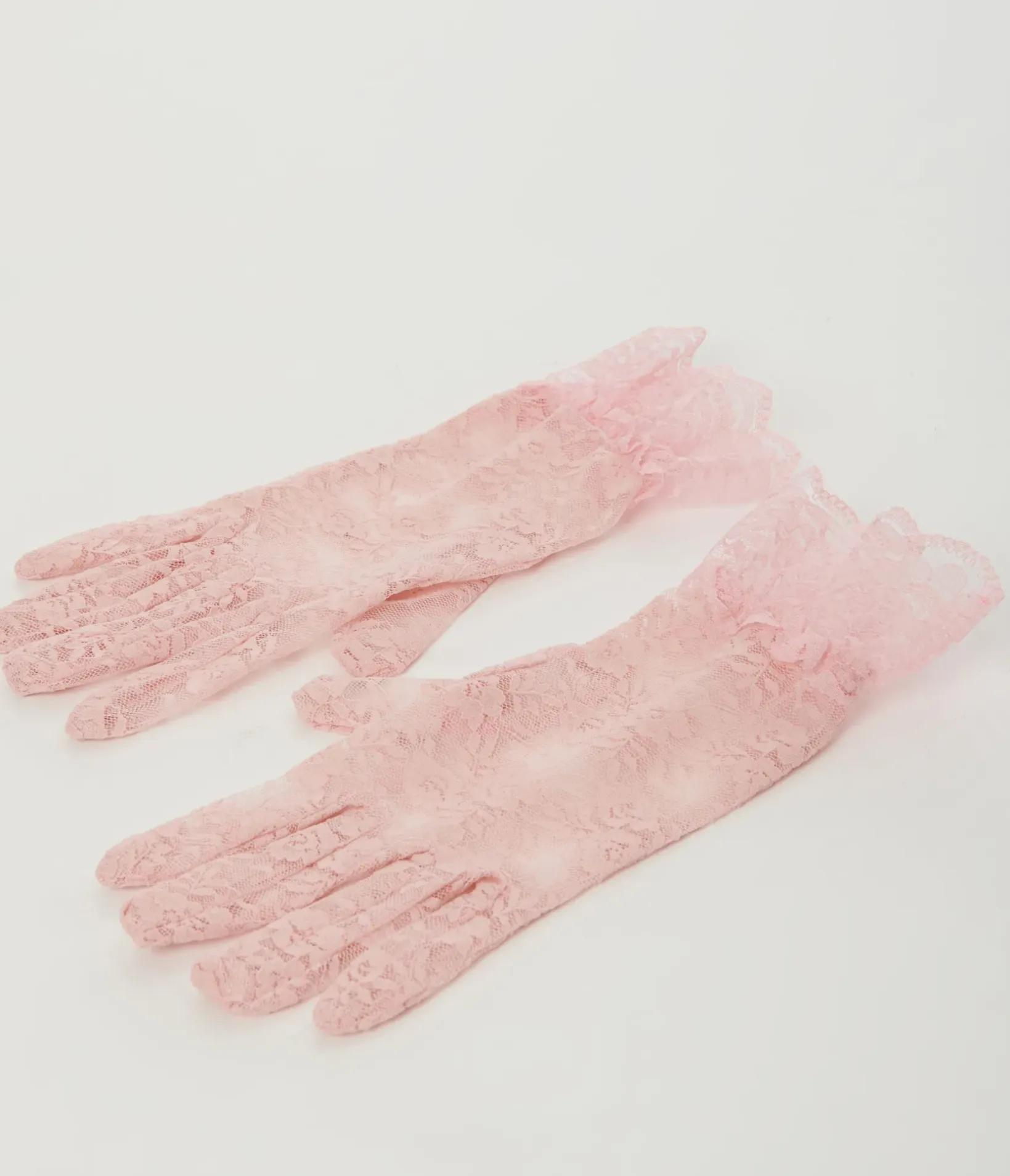 Unique Vintage Special Occasion|All Things Pink>Pink Lace Ruffle Gloves