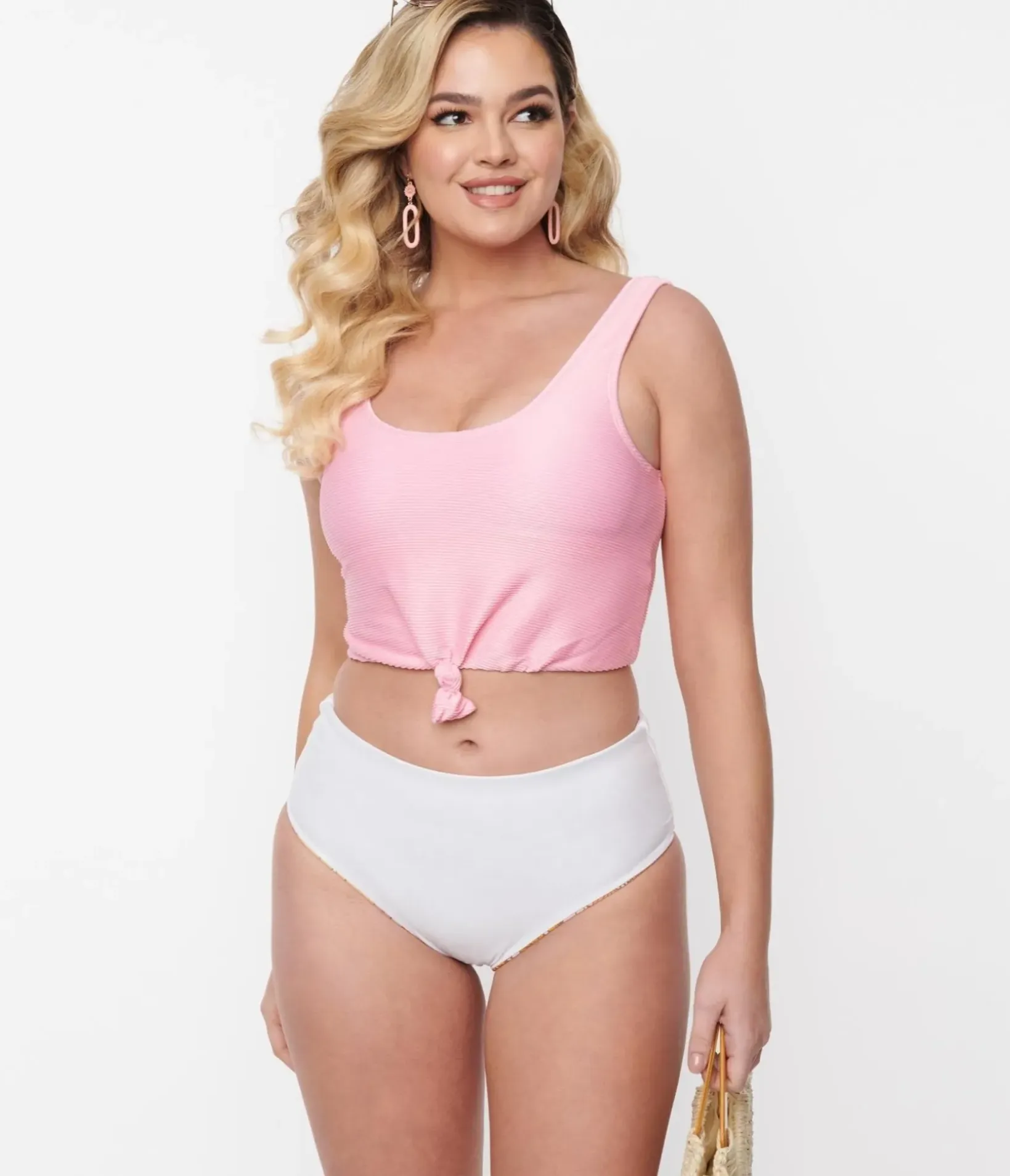 Unique Vintage Swim Bottoms|All Things Pink>Pink & Orange Florals Reversible Swim Bottom