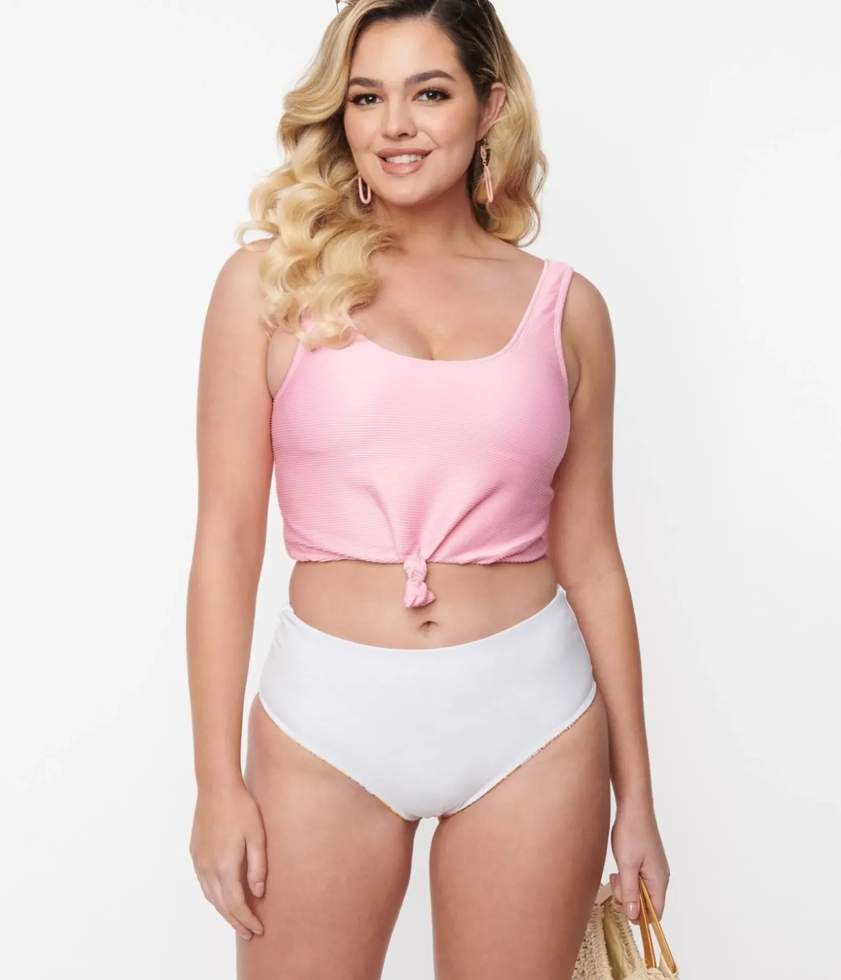 Unique Vintage Swim Bottoms|All Things Pink>Pink & Orange Florals Reversible Swim Bottom