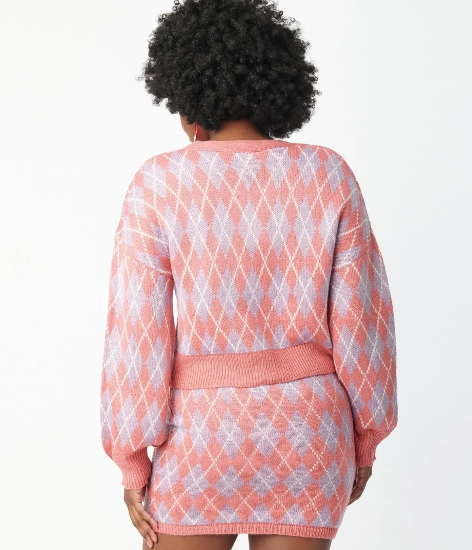Unique Vintage All Things Pink>Pink & Purple Argyle Mini Skirt