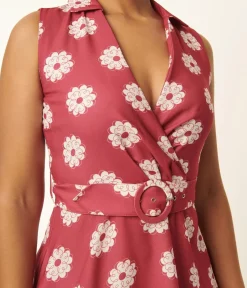 Unique Vintage Midi|All Things Pink>Pink & White Floral Print Midi Dress