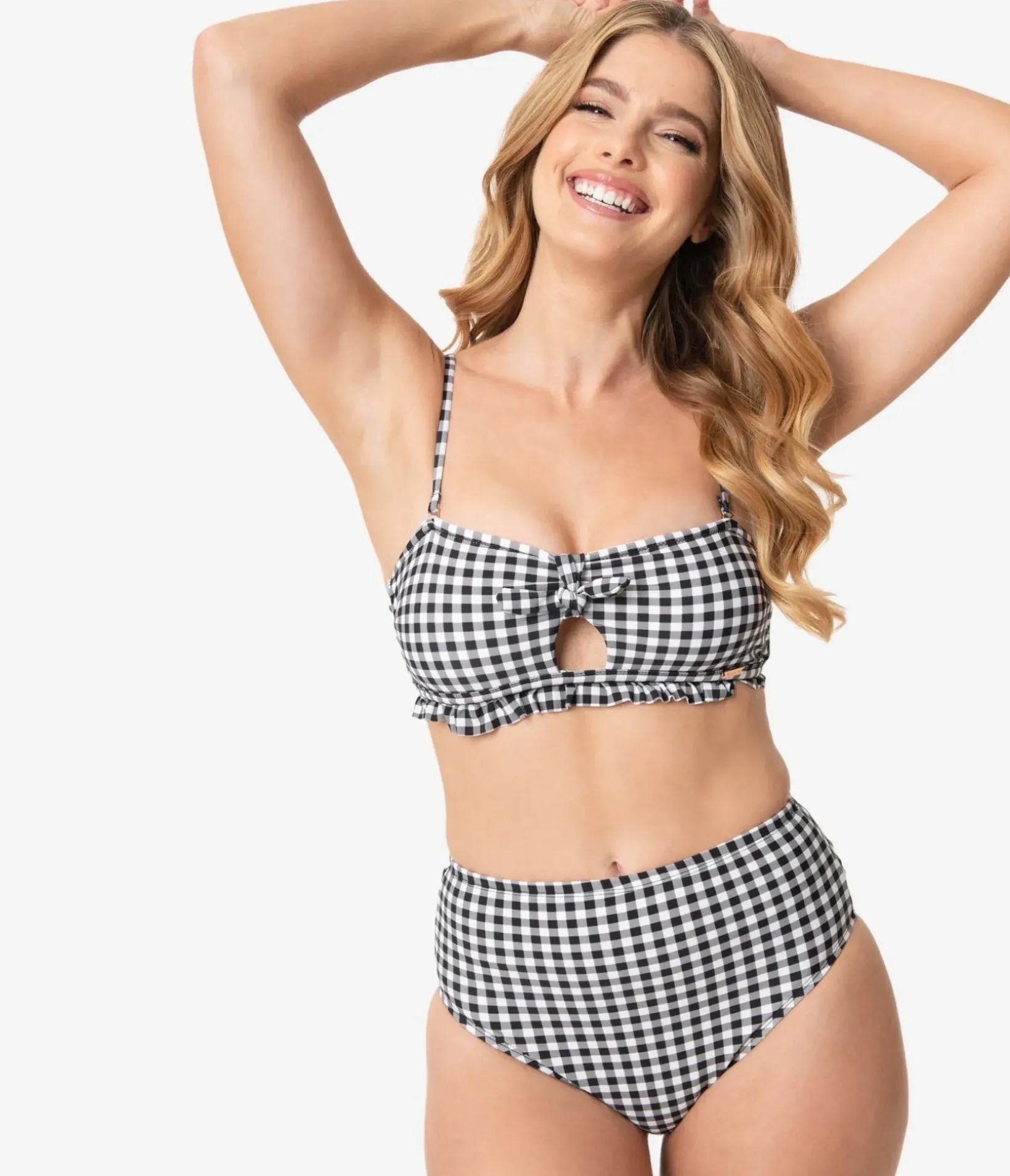 Unique Vintage Swim Bottoms|Two Piece Swim>Pin-Up Style Black & White Gingham Swim Bottom
