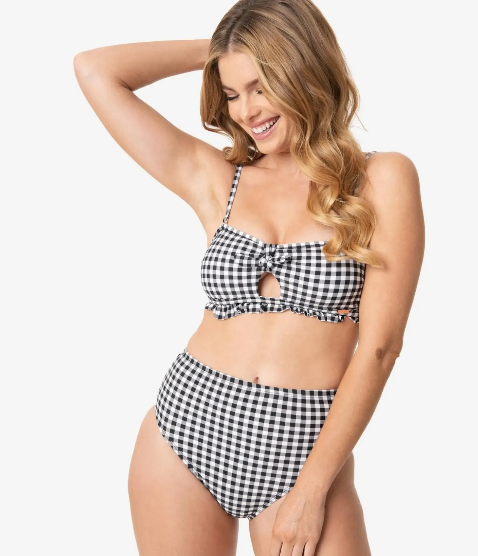 Unique Vintage Swim Bottoms|Two Piece Swim>Pin-Up Style Black & White Gingham Swim Bottom