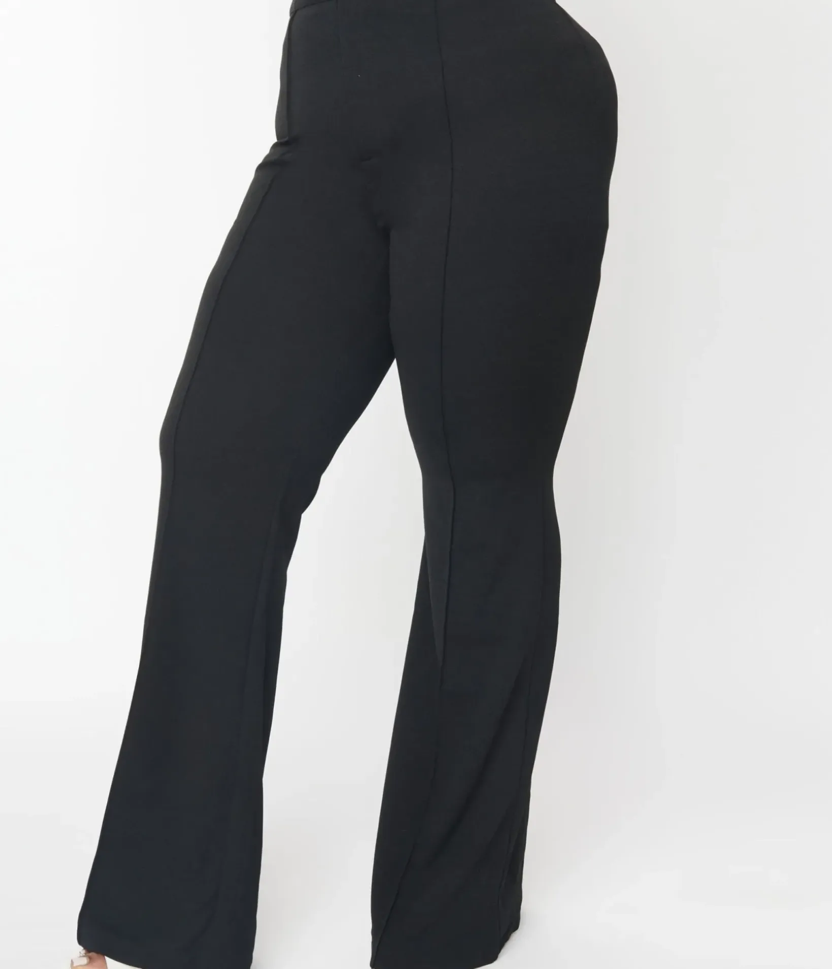Unique Vintage Pants|Pants>Plus Size 1970s Black High Waist Pintuck Pants