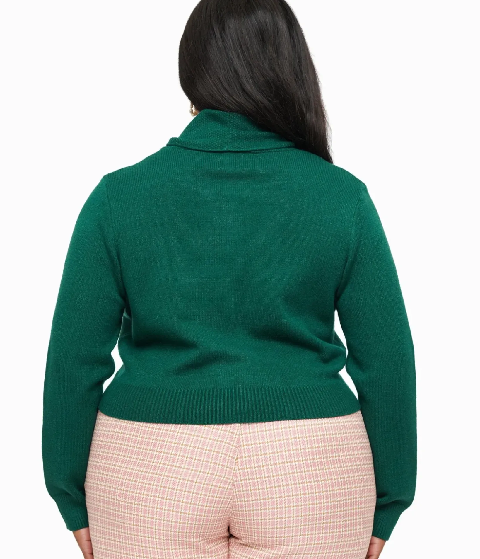 Unique Vintage Sweaters & Cardigans|Work Wear>Plus Size 1950s Forest Green Cropped Cardigan