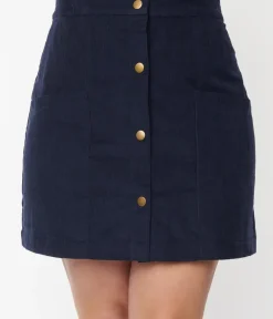 Unique Vintage Skirts|Skirts>Plus Size 1970s Navy Moxy Skirt