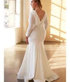 Unique Vintage Special Occasion|Prom Dresses>Plus Size White Mermaid Bridal Gown