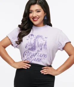 Unique Vintage Graphic Tees|Graphic Tees>Purple Graveyard Babe Unisex Graphic Tee
