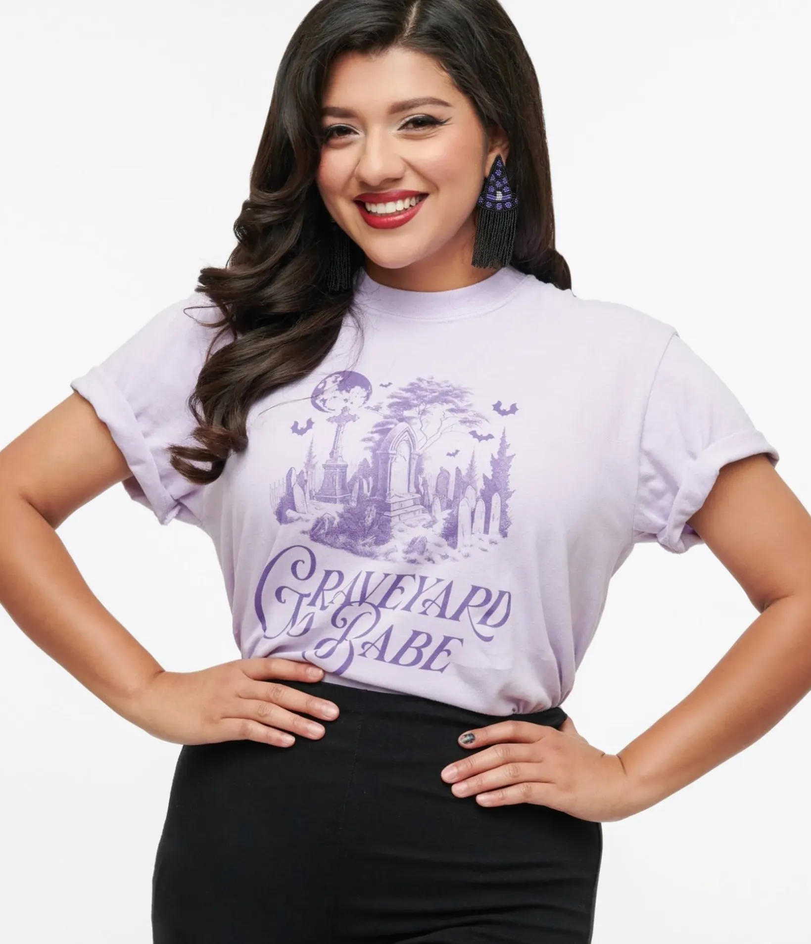 Unique Vintage Graphic Tees|Graphic Tees>Purple Graveyard Babe Unisex Graphic Tee