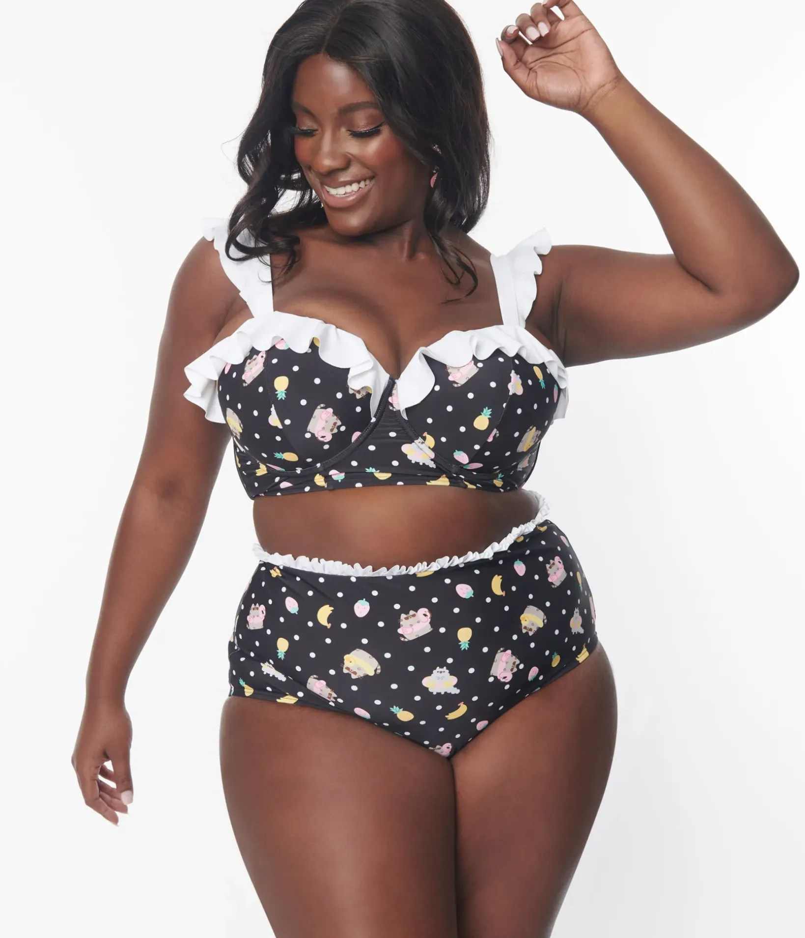 Unique Vintage Swim Tops|Plus Size Swim>Pusheen x Plus Size Pool Time Southampton Swim Top