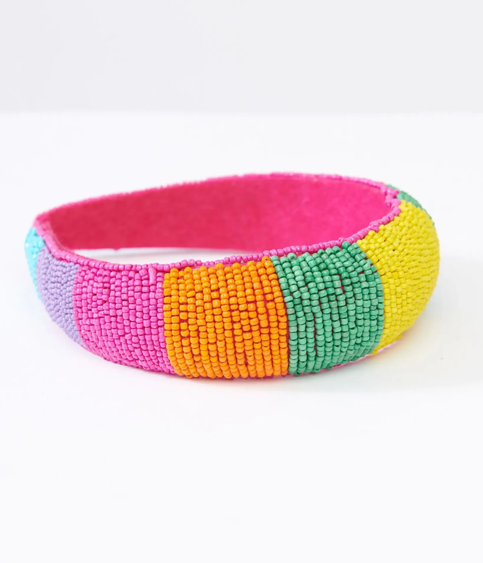Unique Vintage Pride|Headbands>Rainbow Beaded Chunky Headband