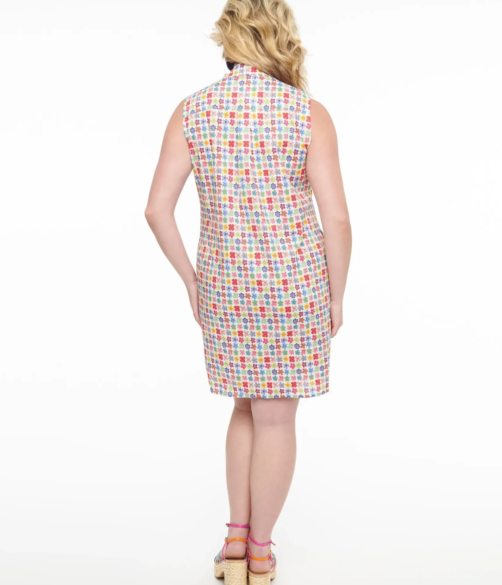 Unique Vintage Pocket Dresses|Everyday Dresses>Rainbow Floral Cotton Shift Dress