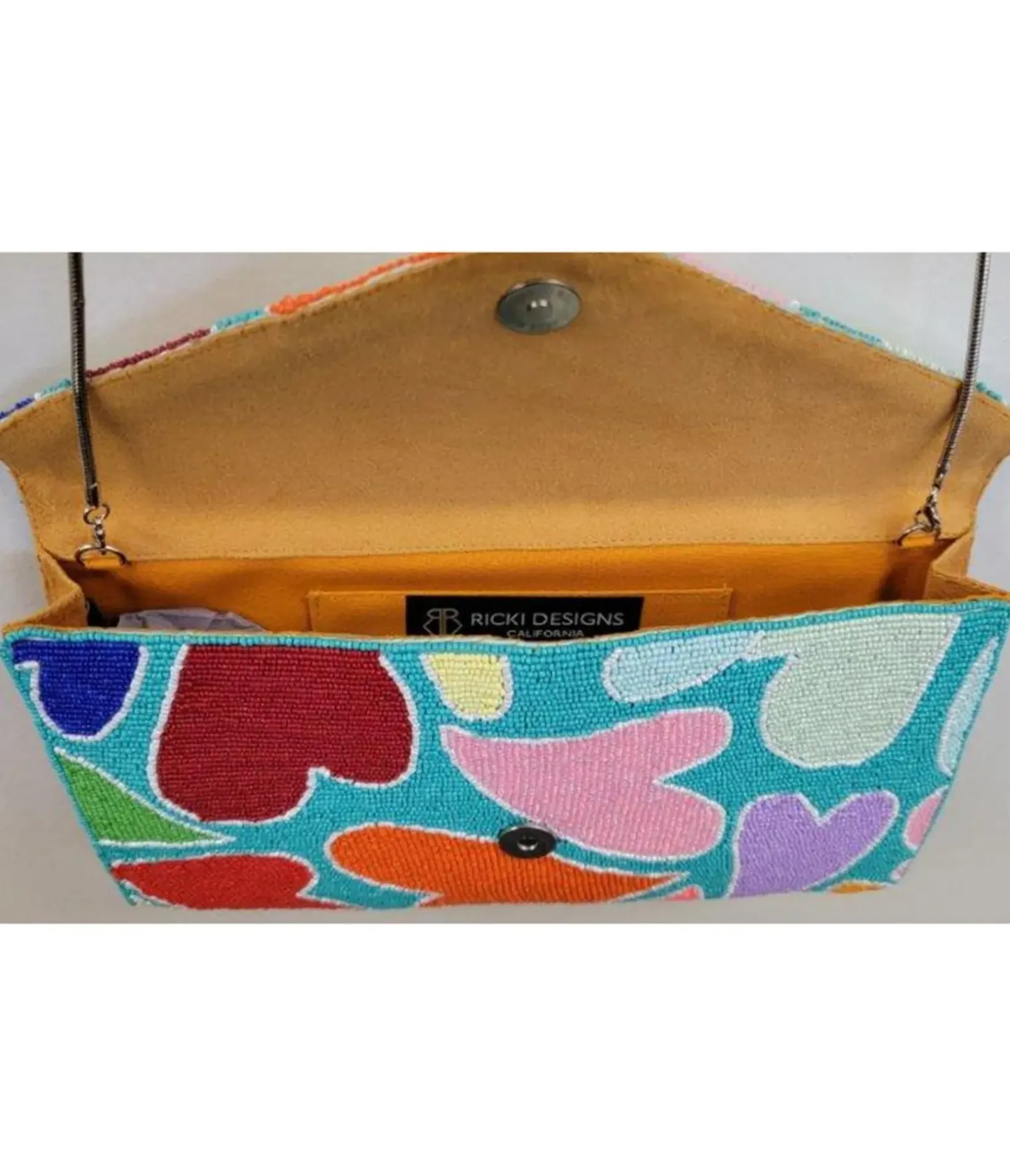 Unique Vintage Novelty Bags>Rainbow Heart Beaded Clutch
