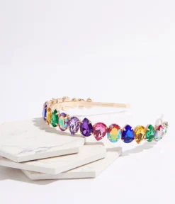 Unique Vintage Headbands>Rainbow Rhinestone Headband