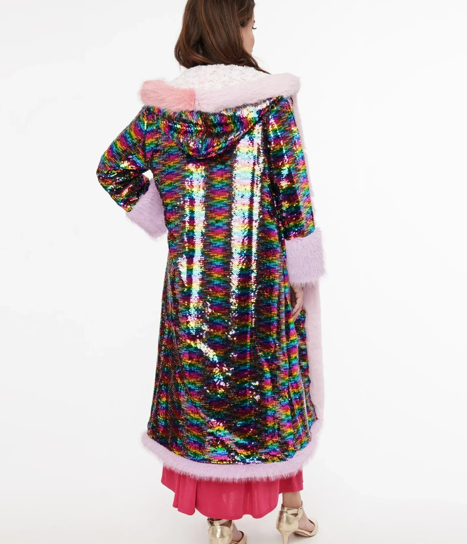 Unique Vintage Coats & Jackets|Flapper Coats>Rainbow Sequin Long Coat