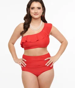 Unique Vintage Two Piece Swim|All Things Red><noscript><img width=
