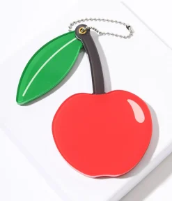 Unique Vintage All Things Red|Beauty>Red Cherry Mirror Keychain