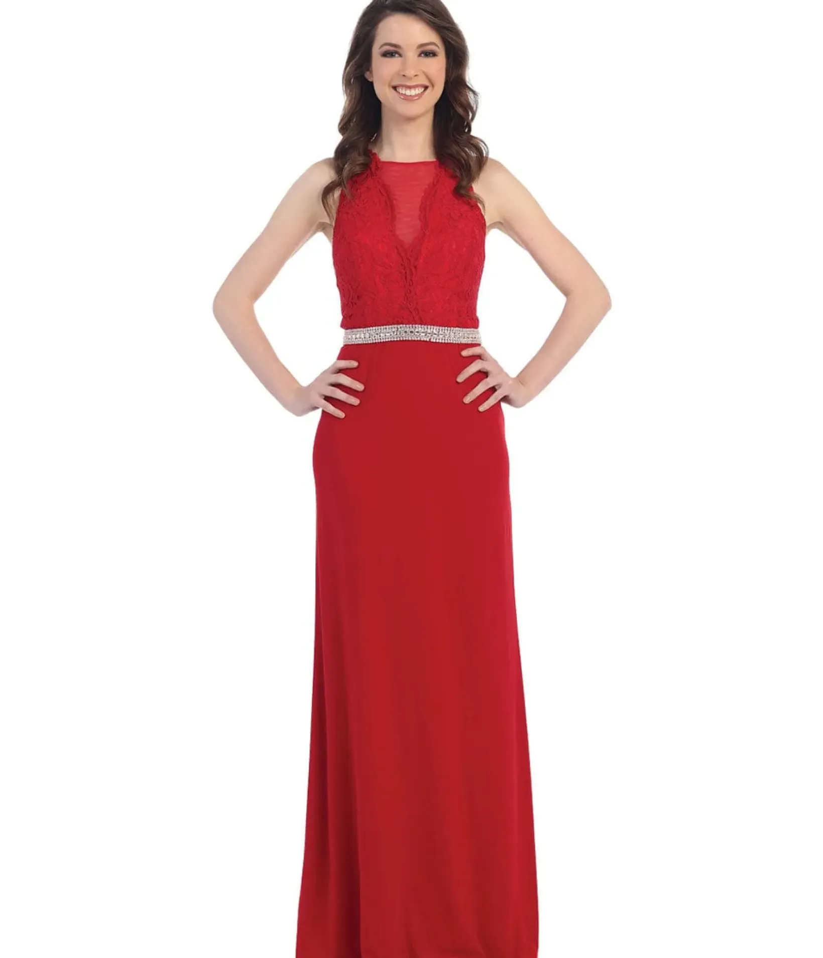 Unique Vintage Special Occasion|Bridesmaid Dresses>Red Embroidered Lace Long Chiffon Dress