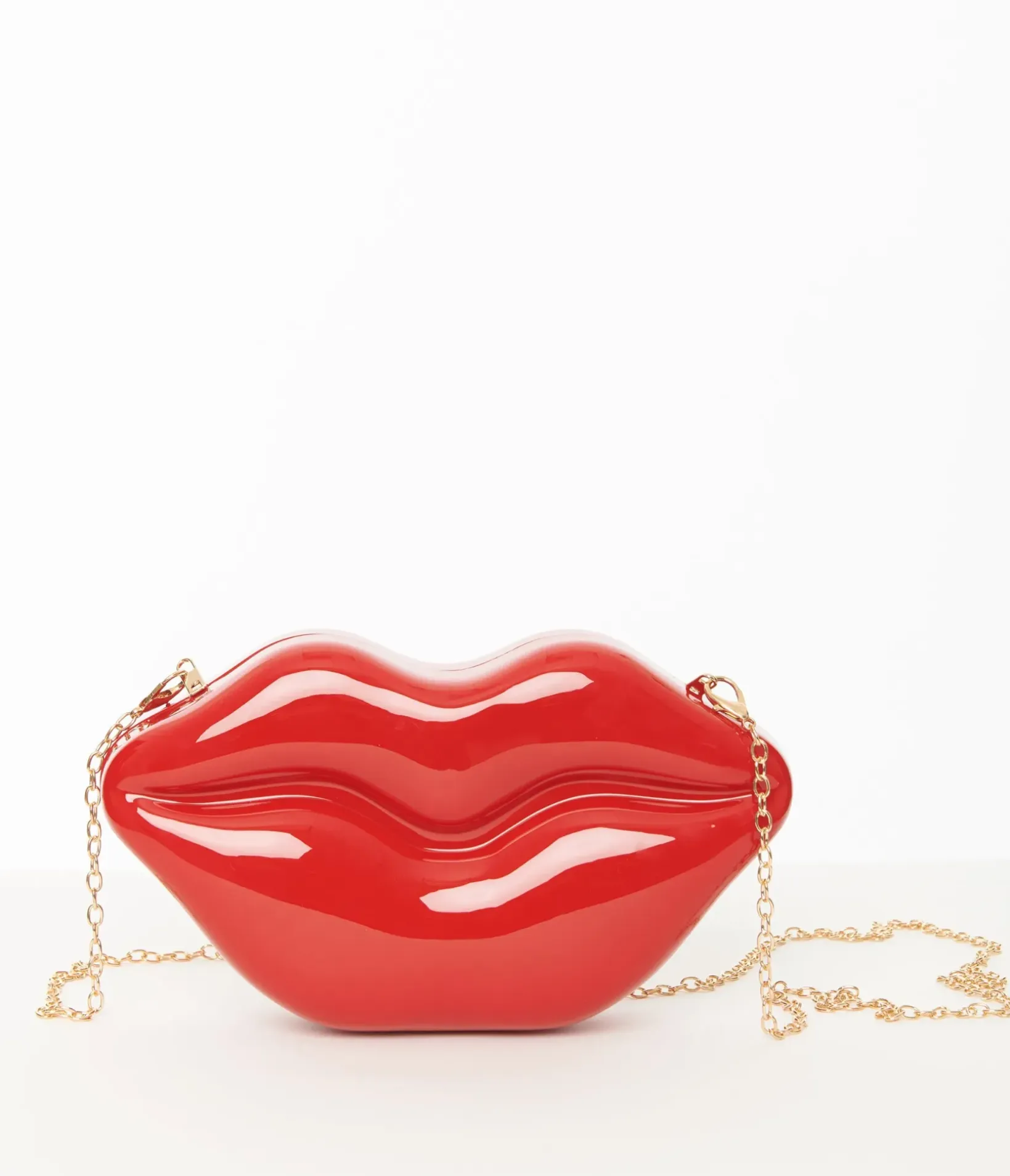 Unique Vintage All Things Red|Date Night Outfits>Red Lips Clutch Handbag