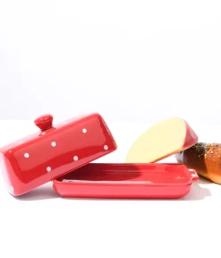 Unique Vintage All Things Red>Red Mushroom Polka Dot Butter Dish