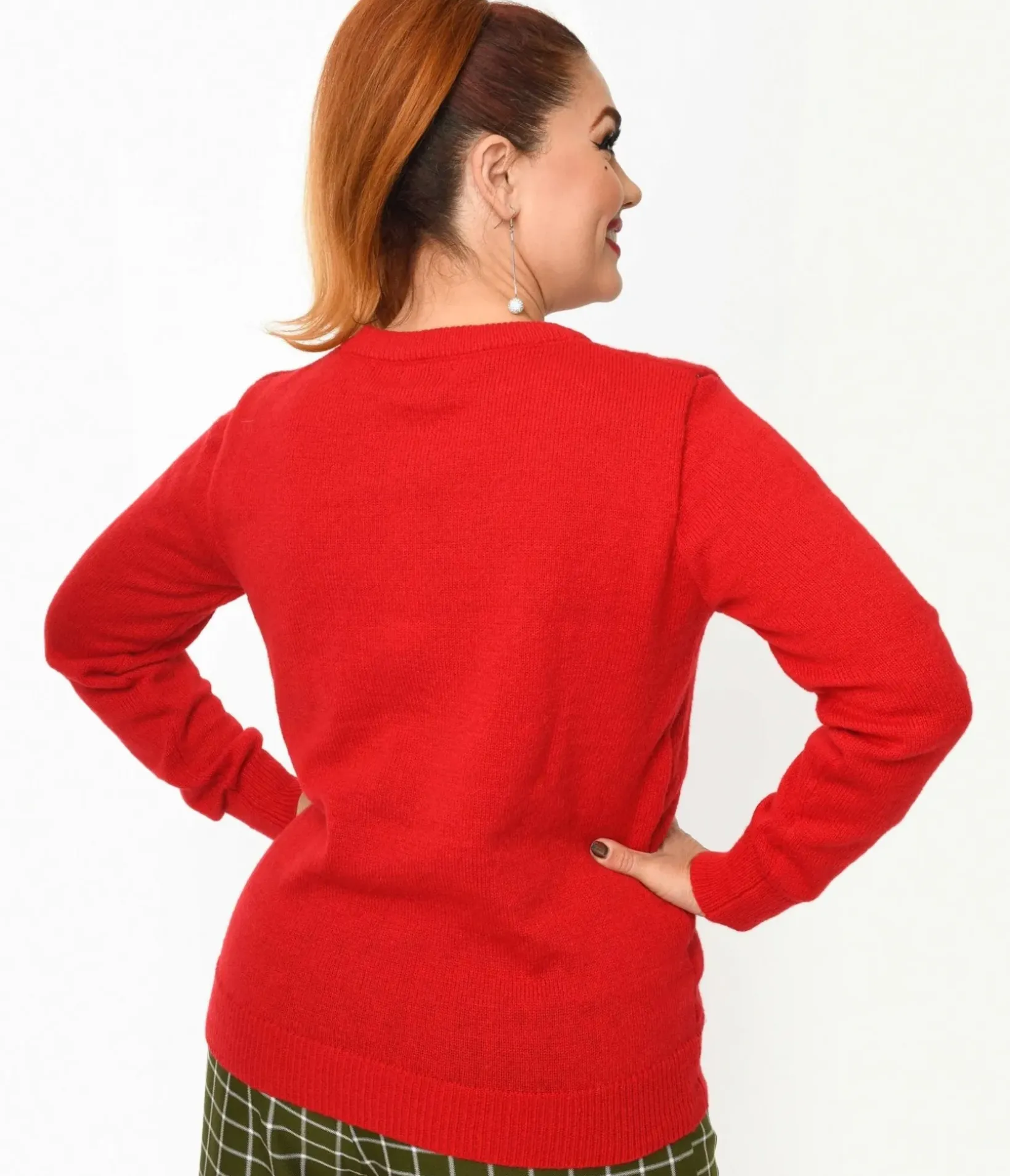 Unique Vintage Sweaters & Cardigans|Sweaters & Cardigans>Red Rudolph Holiday Sweater