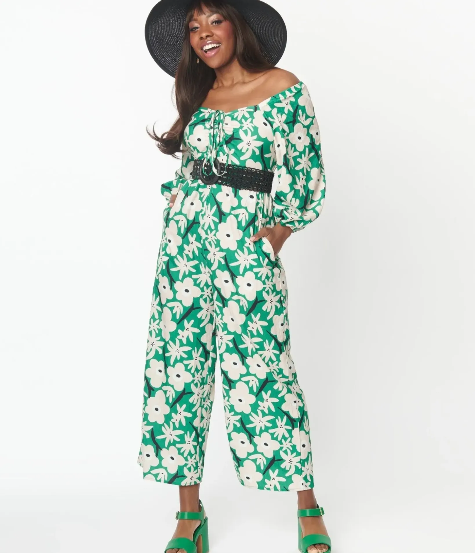 Unique Vintage Pocket Dresses|Everyday Dresses>Red & White Floral Dot Belted Swing Dress