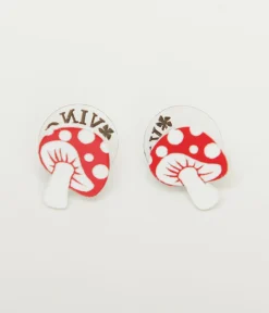 Unique Vintage All Things Red|Earrings>Red & White Mushroom Earrings