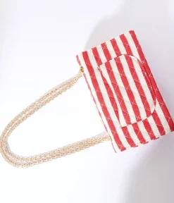 Unique Vintage All Things Red>Red & White Striped Handbag