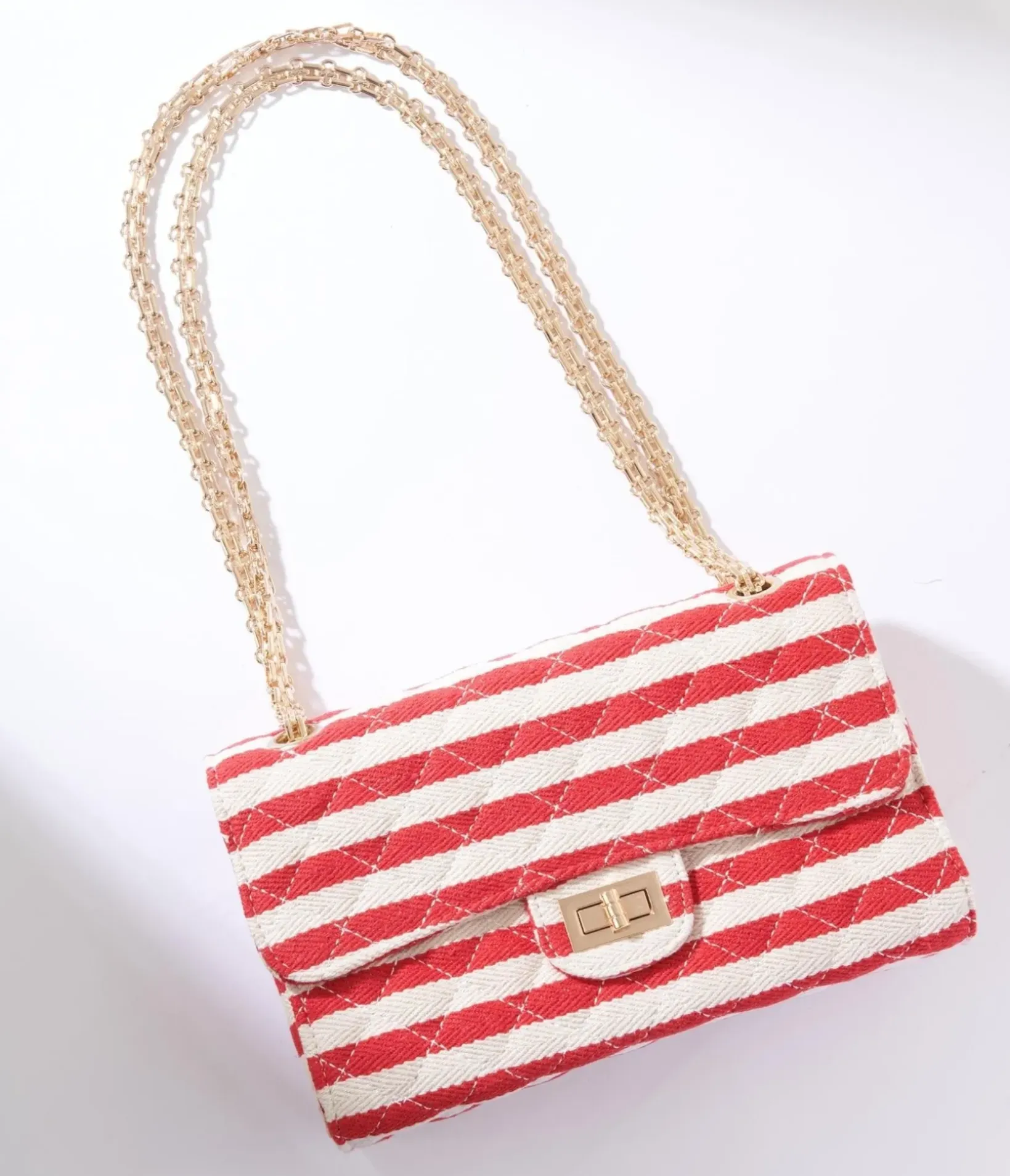 Unique Vintage All Things Red>Red & White Striped Handbag