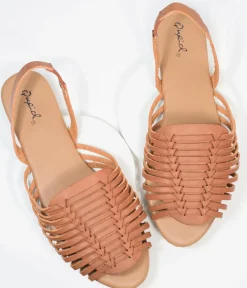 Unique Vintage Flats|Sandals>Retro Brown Woven Leatherette Sandal