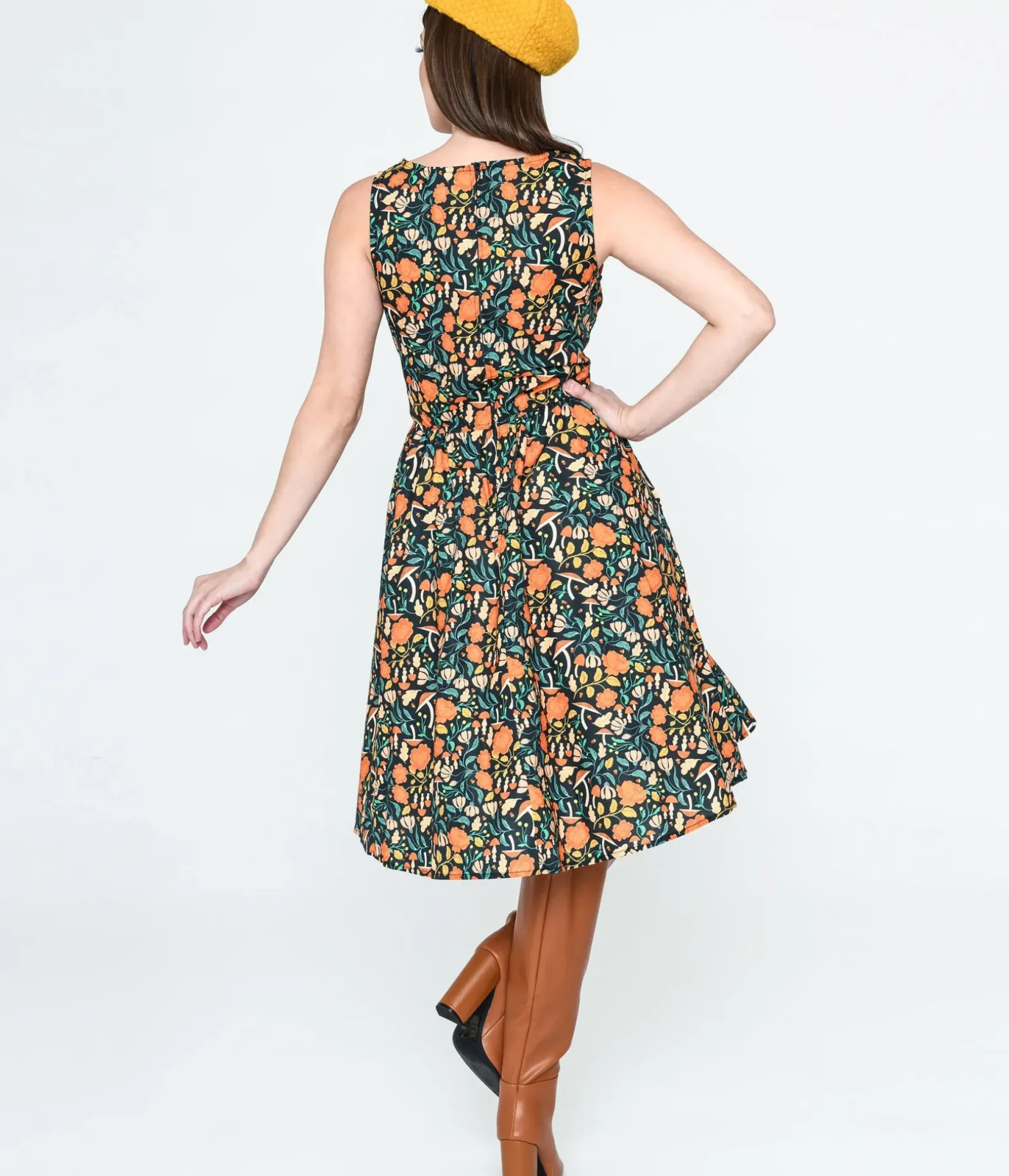 Unique Vintage Swing|Pocket Dresses>Retrolicious Black Flora Swing Dress