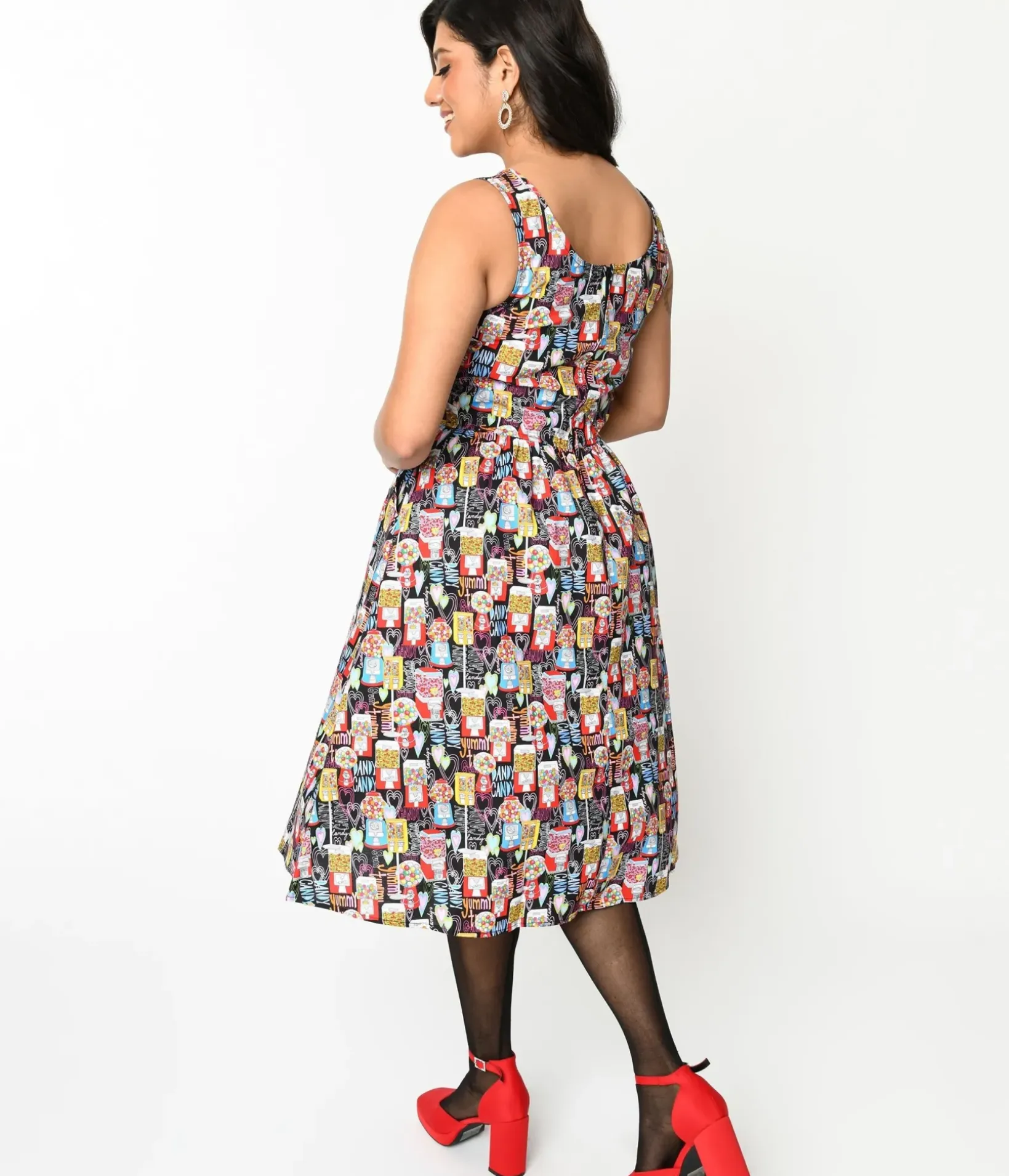 Unique Vintage Swing|Pocket Dresses>Retrolicious Black Gumball Machine Swing Dress