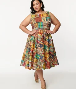 Unique Vintage Midi|Everyday Dresses>Retrolicious Multicolor Fairytales Midi Dress