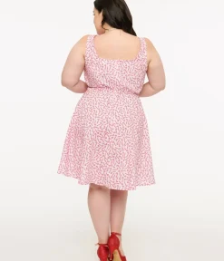 Unique Vintage Fit & Flare|Pocket Dresses>Retrolicious Plus Size 1950s Candy Cane Print Cotton Skater Dress