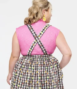 Unique Vintage Blouses|Blouses>Retrolicious Plus Size 1950s Hot Pink Cotton Bow Top