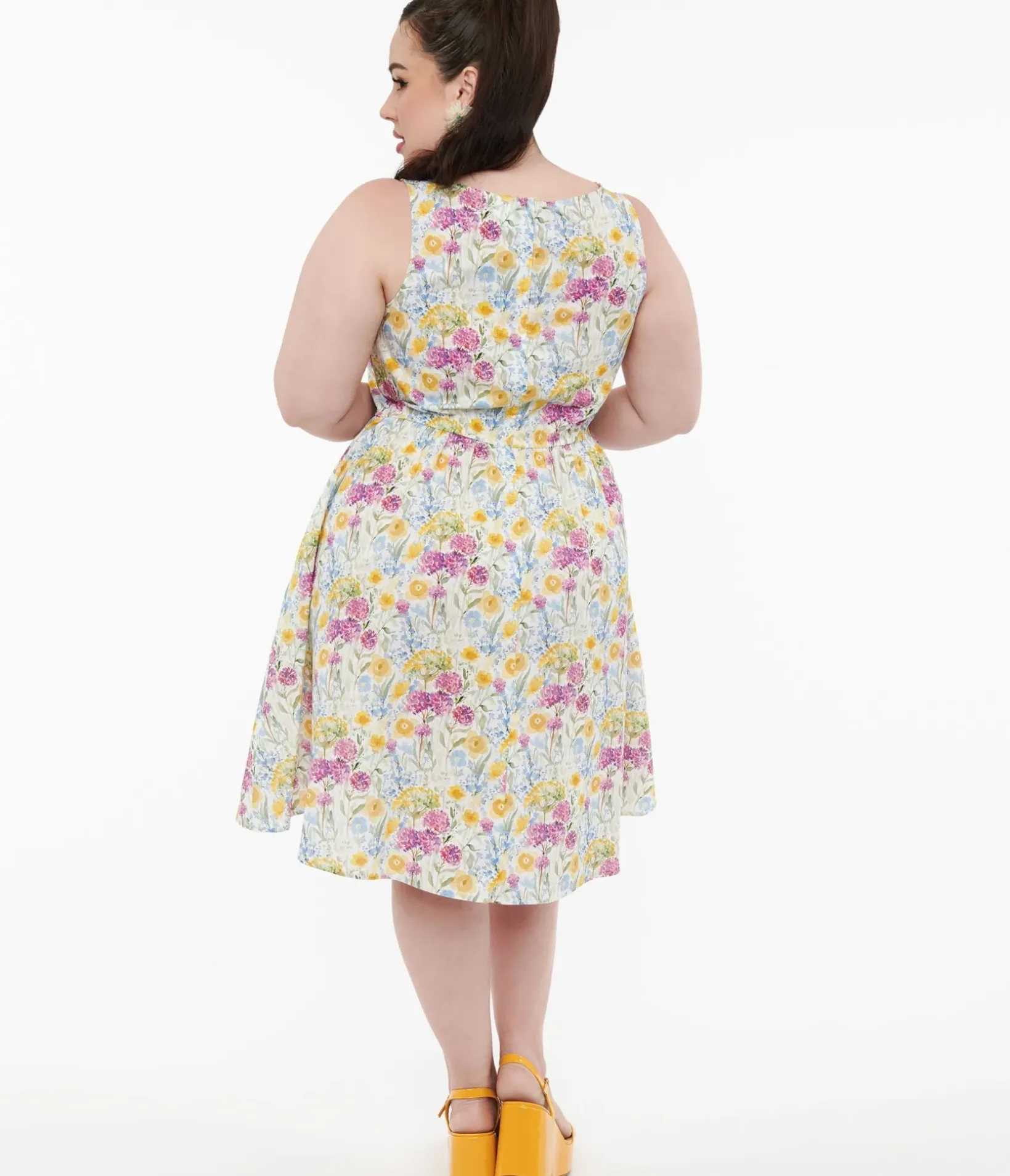 Unique Vintage Swing|Pocket Dresses>Retrolicious Plus Size 1950s Vintage Style Wildflower Cotton Swing Dress