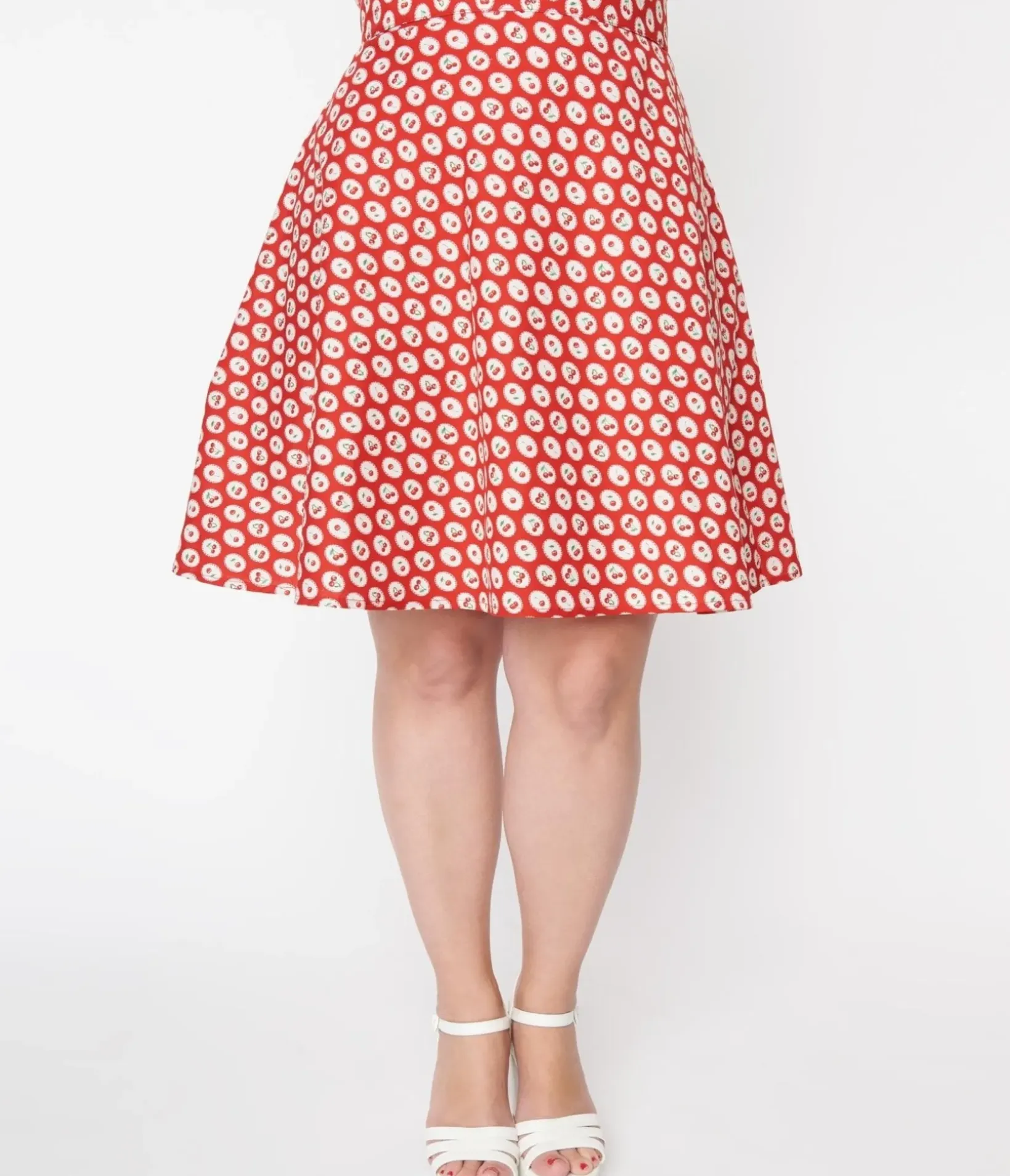 Unique Vintage Skirts|Skirts>Retrolicious Red Cherry Flare Skirt