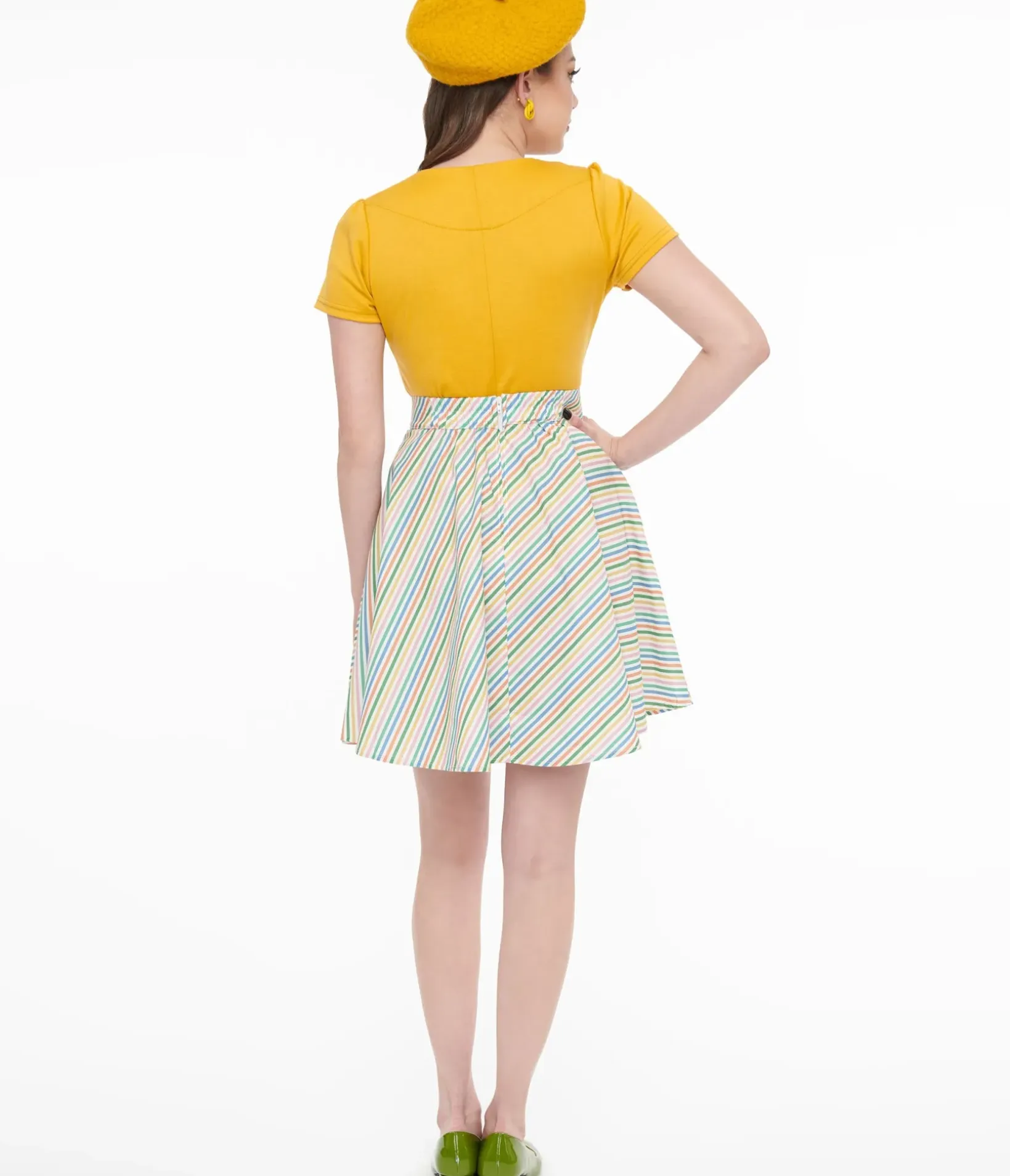 Unique Vintage Skirts|Pride>Retrolicious 1950s Rainbow Diagonal Stripe Skater Skirt