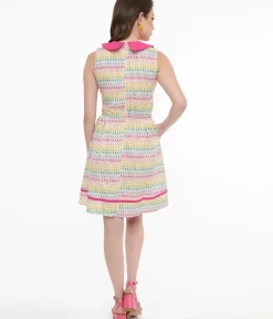 Unique Vintage Fit & Flare|Pocket Dresses>Retrolicious 1950s Rainbow Leaf Collared Fit & Flare Dress