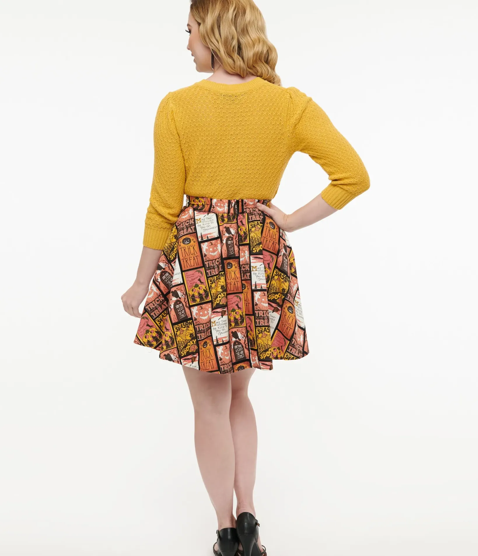 Unique Vintage Skirts|Skirts>Retrolicious 1950s Trick or Treat Poster Skater Skirt