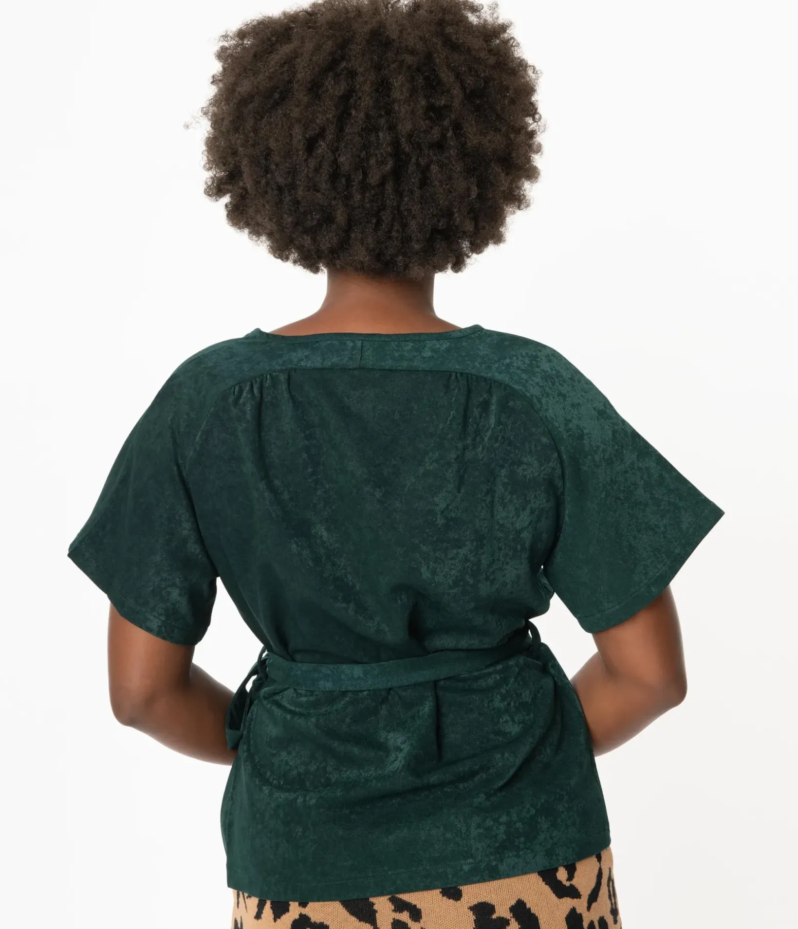 Unique Vintage Work Wear>Retro Style Emerald Tara Wrap Top