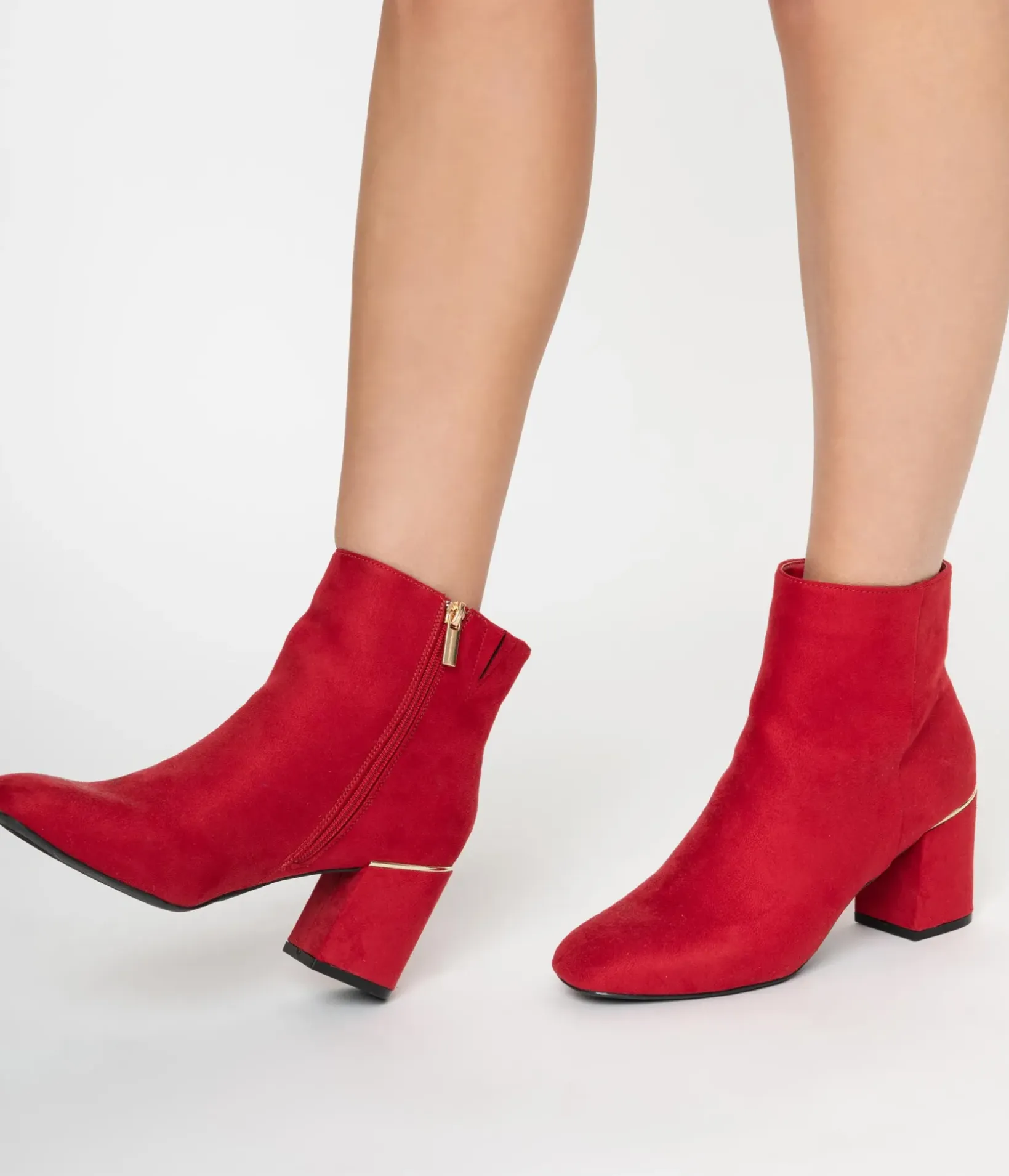 Unique Vintage Boots|Heels>Retro Style Red Suede Heel Booties